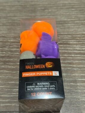 NWT Happy Halloween Finger Puppets - Orange, Purple, White 12 count
